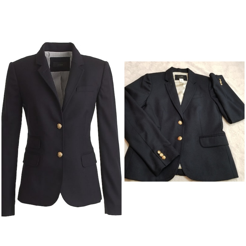 J. Crew Schoolboy Three Button Blazer Wool Navy Bl